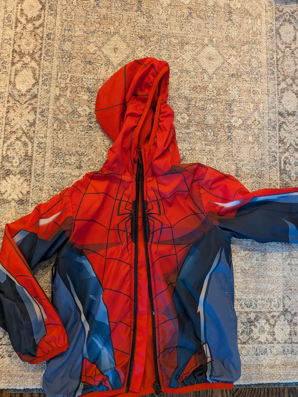 Spider-Inspired Red and Blue Kid Fleeced Jacket